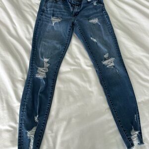 American Eagle Outfitters Ripped Dark Blue Skinny Jeans
